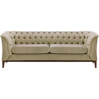 Chesterfield Modern 2,5 Seater Sofa Wood, mink, Leg colour: dark oak