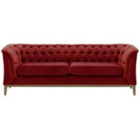 Chesterfield Modern 2,5 Seater Sofa Wood, dark red, Leg colour: wax black
