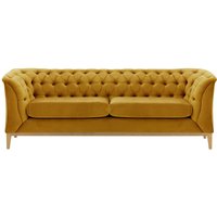 Chesterfield Modern 2,5 Seater Sofa Wood, mustard, Leg colour: like oak