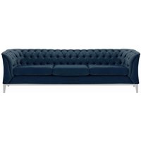 Chesterfield Modern 3 Seater Sofa Wood, blue, Leg colour: white
