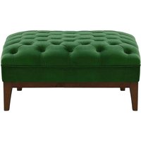 Chesterfield Modern Footstool Wood, dark green, Leg colour: dark oak
