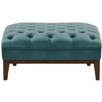 Chesterfield Modern Footstool Wood, dirty blue, Leg colour: dark oak