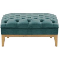 Chesterfield Modern Footstool Wood, dirty blue, Leg colour: like oak