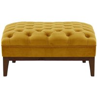 Chesterfield Modern Footstool Wood, mustard, Leg colour: dark oak