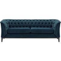 Chesterfield Modern 2,5 Seater Sofa Wood, blue, Leg colour: black