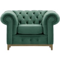 Chesterfield Grand Armchair, dirty blue, Leg colour: wax black