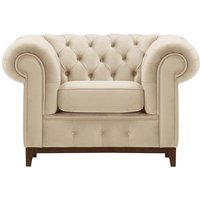 Chesterfield Grand Armchair, light beige, Leg colour: dark oak