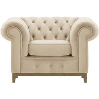 Chesterfield Grand Armchair, light beige, Leg colour: wax black