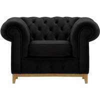Chesterfield Grand Armchair, black, Leg colour: like oak