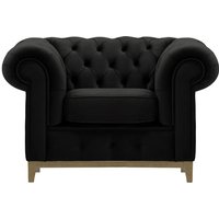 Chesterfield Grand Armchair, black, Leg colour: wax black
