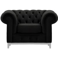 Chesterfield Grand Armchair, black, Leg colour: white