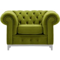 Chesterfield Grand Armchair, olive green, Leg colour: white