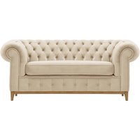 Chesterfield Grand 2 Seater Sofa, light beige, Leg colour: like oak