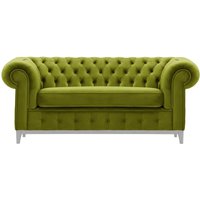 Chesterfield Grand 2 Seater Sofa, olive green, Leg colour: white