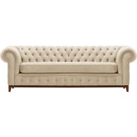 Chesterfield Grand 3 Seater Sofa, light beige, Leg colour: aveo