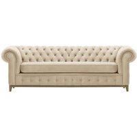 Chesterfield Grand 3 Seater Sofa, light beige, Leg colour: wax black