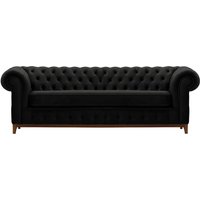Chesterfield Grand 3 Seater Sofa, black, Leg colour: aveo