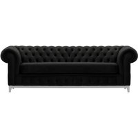 Chesterfield Grand 3 Seater Sofa, black, Leg colour: white