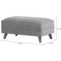 Magnus Footstool, dark grey, Leg colour: dark oak