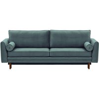 Cornelia Sofa Bed with Storage, dirty blue, Leg colour: dark oak