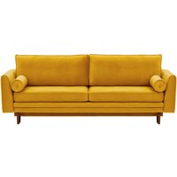 Cornelia Sofa Bed with Storage, mustard, Leg colour: dark oak