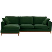 Covex Wood Left-Hand Corner Sofa, dark green, Leg colour: aveo