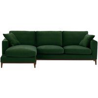 Covex Wood Left-Hand Corner Sofa, dark green, Leg colour: dark oak