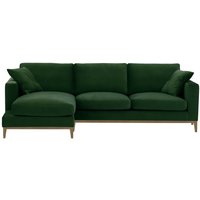 Covex Wood Left-Hand Corner Sofa, dark green, Leg colour: wax black