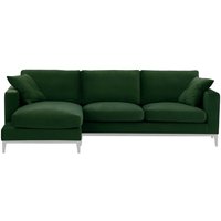 Covex Wood Left-Hand Corner Sofa, dark green, Leg colour: white