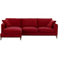Covex Wood Left-Hand Corner Sofa, dark red, Leg colour: dark oak