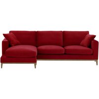 Covex Wood Left-Hand Corner Sofa, dark red, Leg colour: wax black