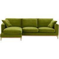 Covex Wood Left-Hand Corner Sofa, olive green, Leg colour: like oak
