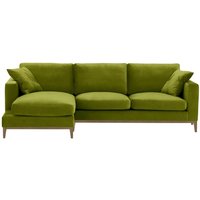 Covex Wood Left-Hand Corner Sofa, olive green, Leg colour: wax black