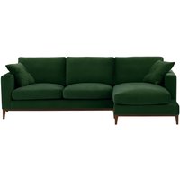 Covex Wood Right-Hand Corner Sofa, dark green, Leg colour: dark oak