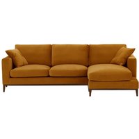 Covex Wood Right-Hand Corner Sofa, mustard, Leg colour: dark oak