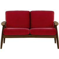 Demure 2 Seater Sofa, dark red, Leg colour: dark oak