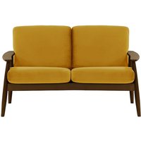Demure 2 Seater Sofa, mustard, Leg colour: dark oak