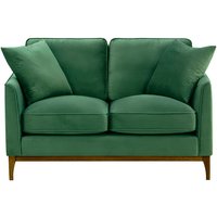 Linara 2 Seater Sofa, dark green, Leg colour: dark oak