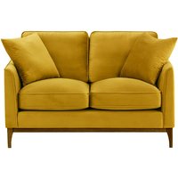 Linara 2 Seater Sofa, mustard, Leg colour: dark oak