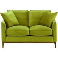 Linara 2 Seater Sofa, olive green, Leg colour: dark oak