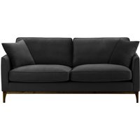 Linara 3 Seater Sofa, black, Leg colour: dark oak