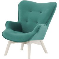 Ducon Mini Velvet Children's Wingback Chair, light blue, Leg colour: white