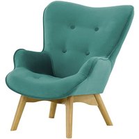 Ducon Mini Velvet Children's Wingback Chair, light blue, Leg colour: like oak