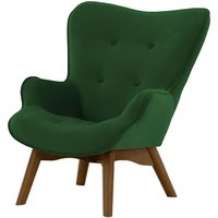 Ducon Mini Velvet Children's Wingback Chair, green, Leg colour: dark oak
