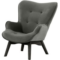 Ducon Mini Velvet Children's Wingback Chair, grey, Leg colour: black