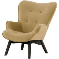 Ducon Mini Velvet Children's Wingback Chair, beige, Leg colour: black