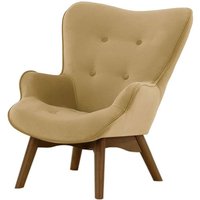 Ducon Mini Velvet Children's Wingback Chair, beige, Leg colour: dark oak