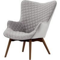 Ducon Velvet Wingback Chair With Stitching, silver, Leg colour: dark oak