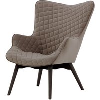 Ducon Velvet Wingback Chair With Stitching, grey, Leg colour: black