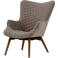 Ducon Velvet Wingback Chair With Stitching, grey, Leg colour: dark oak